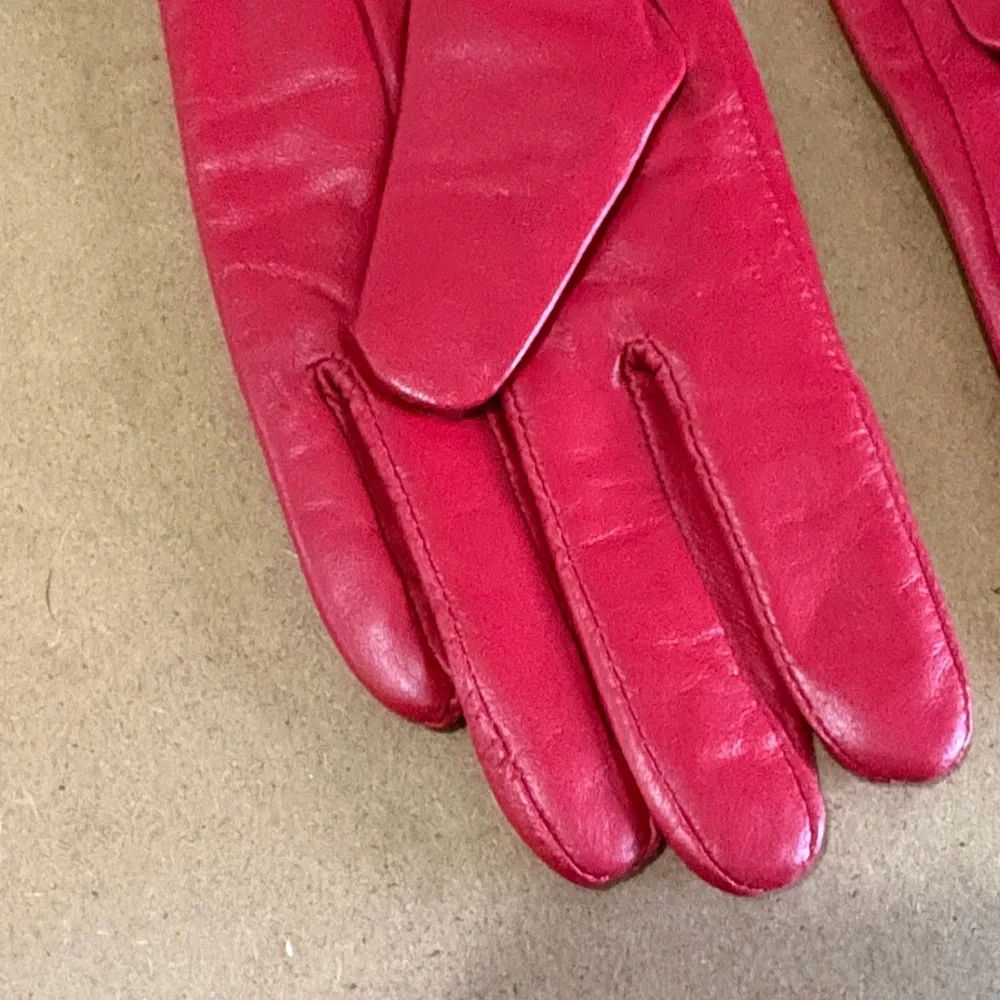 Vintage Etienne Aigner Red Leather Gloves Thinsulate Lined Luxury Statement Sz M